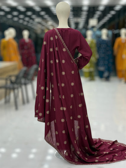 Taj Mahal Marjanda Embroiderd Karandi | 60-A | 3 Piece | Stitched