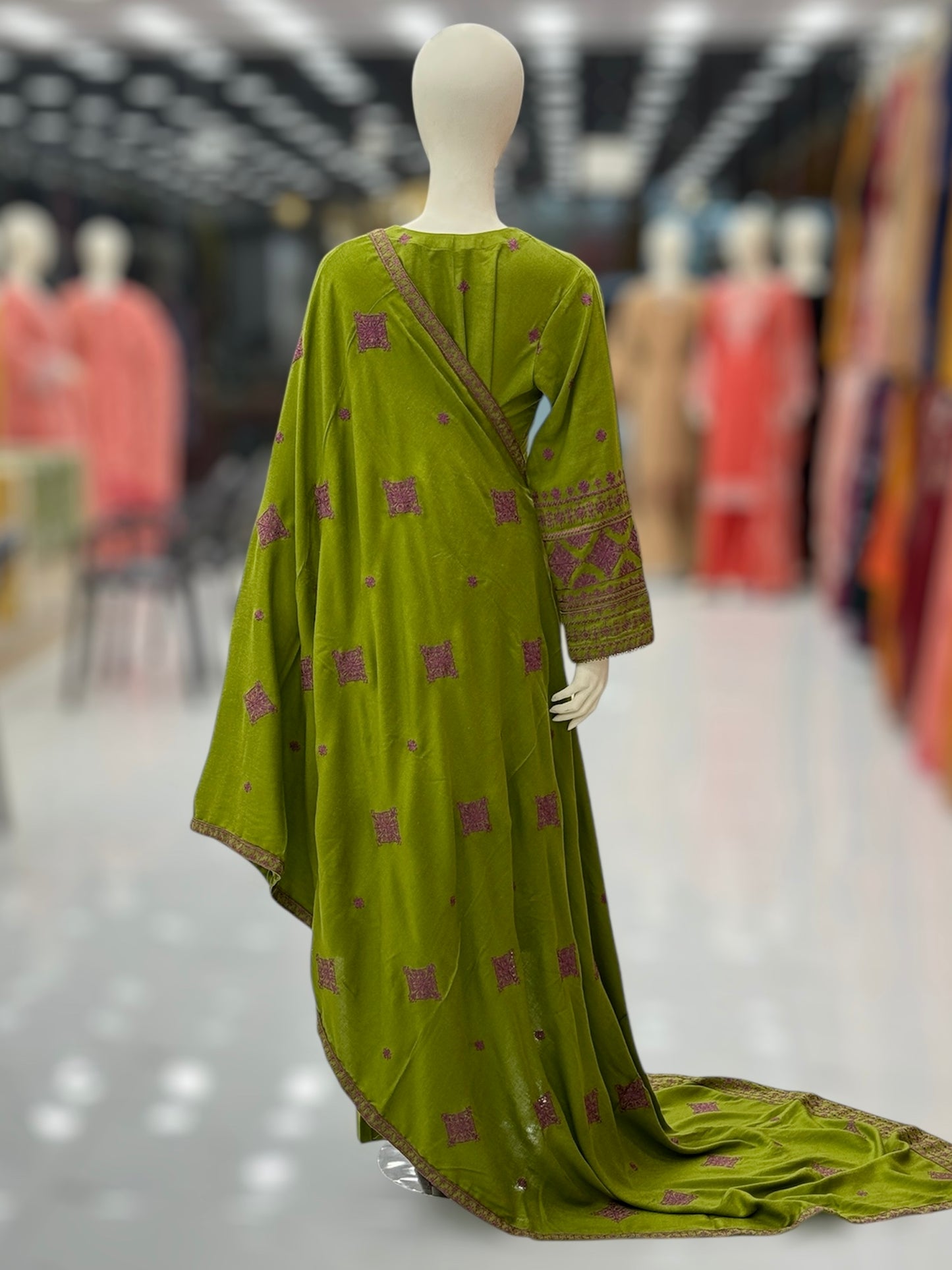 Olive Midst Leather Peach 203-A | Stitched | 3 Piece