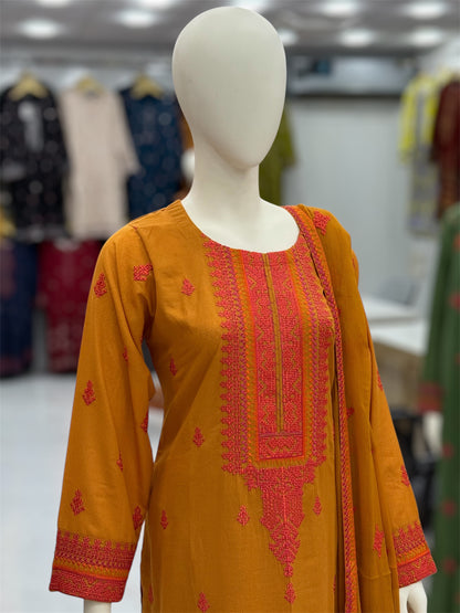 Geomatric Mustard 89-C | Stitched | 3 Piece