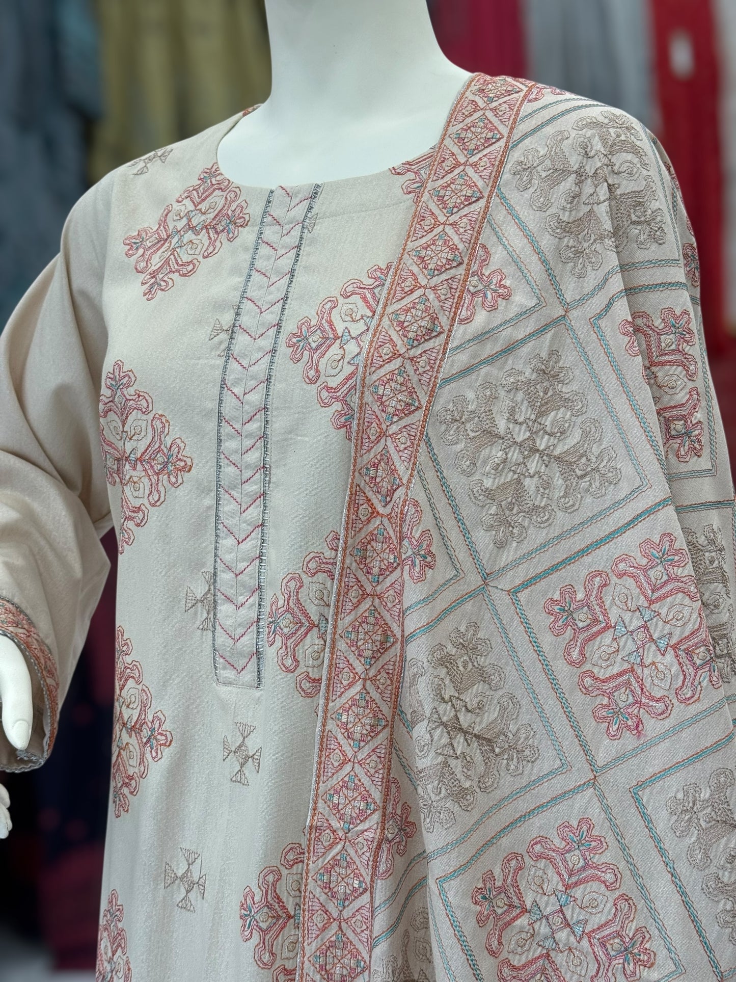 Embroidered Cream RC-501-B | 3 Piece | Stitched