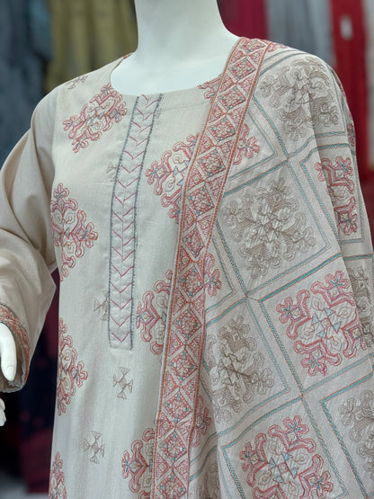Embroidered Cream RC-501-B | 3 Piece | Stitched