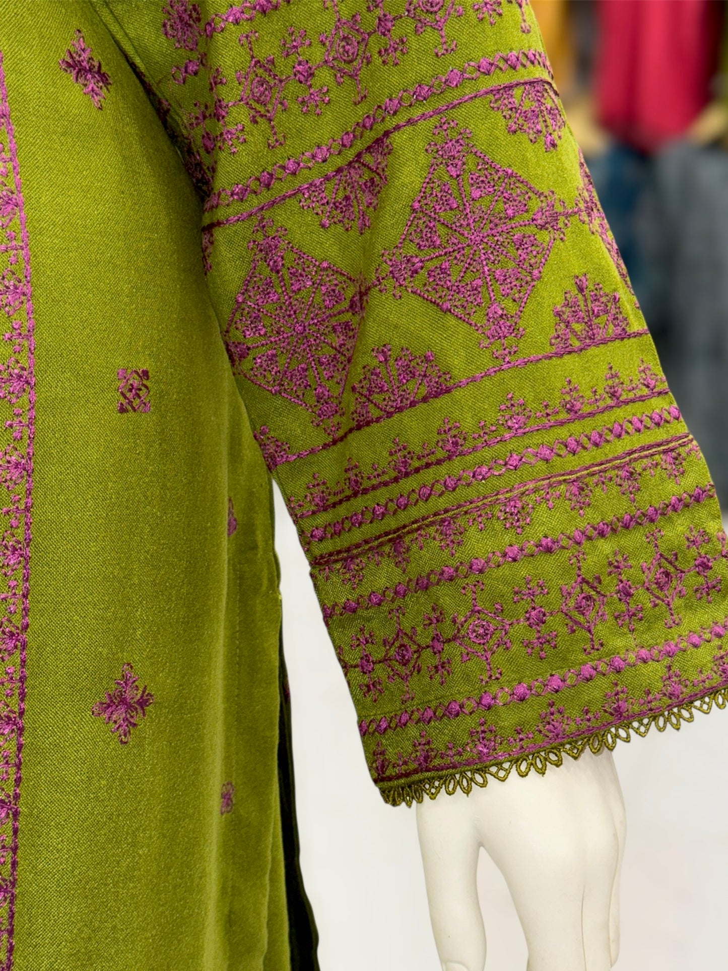 Olive Midst Leather Peach 203-A | Stitched | 3 Piece