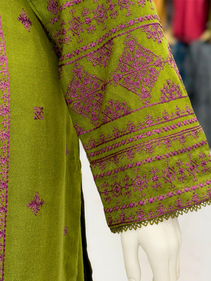 Olive Midst Leather Peach 203-A | Stitched | 3 Piece