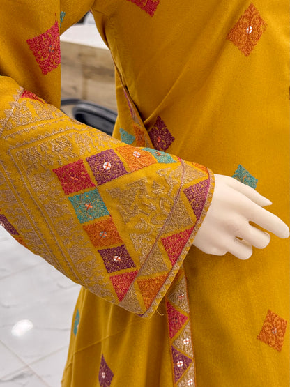 Magical Square Yellow| MS-56B | 3 Piece | Stitched