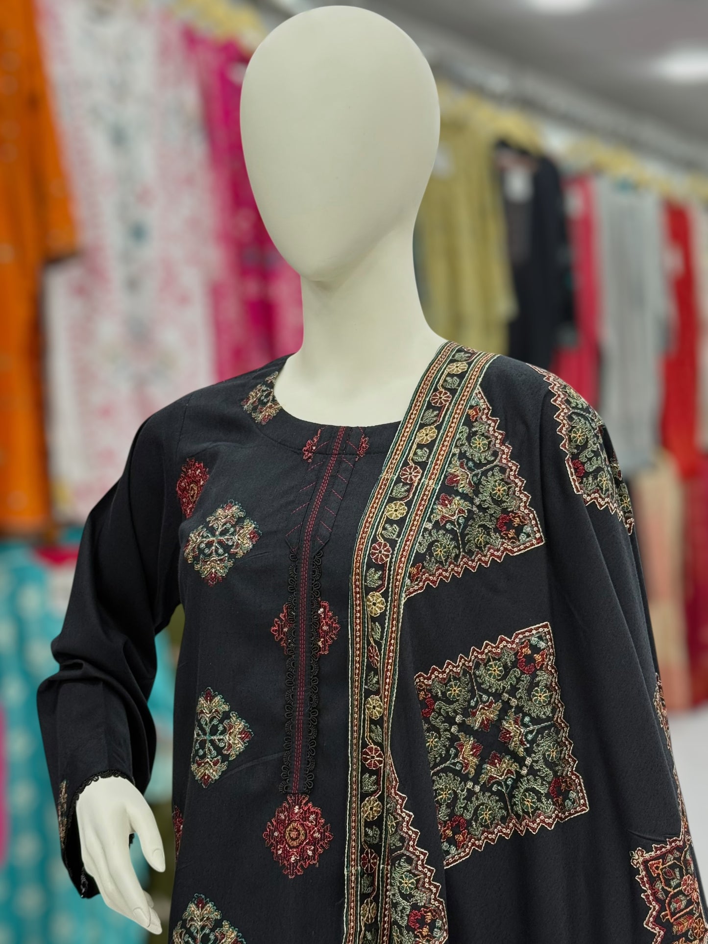 Embroidered Black RC-502-B | 3 Piece | Stitched