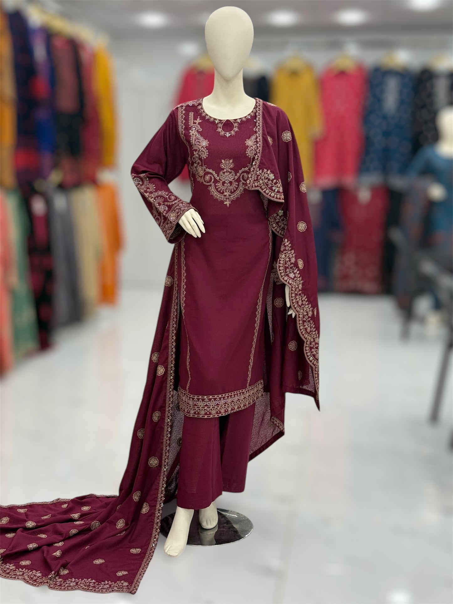 Taj Mahal Marjanda Embroiderd Karandi | 60-A | 3 Piece | Stitched