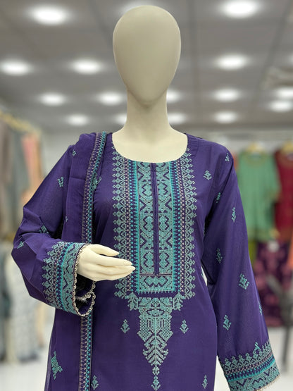 Geomatric Autumn Lawn Karandi K49-B | Stitched | 3 Piece