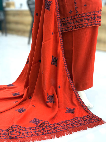 Olive Midst Leather Peach 203-B | Stitched | 3 Piece