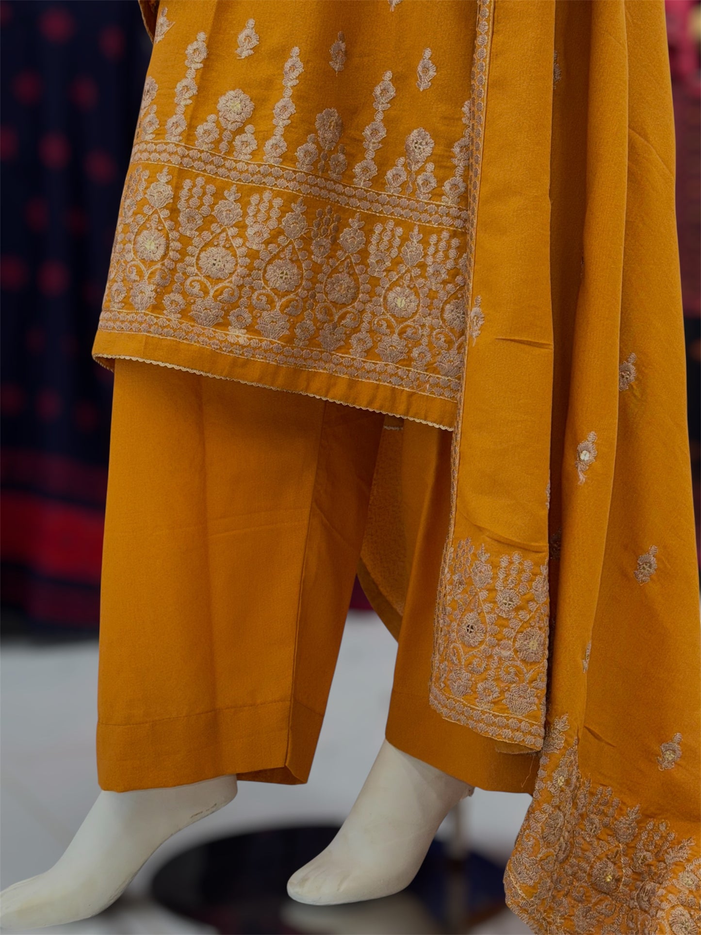 Embroidered Mustard SEQ-55A | 3 Piece | Stitched