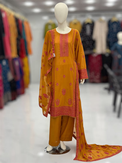 Bahar-e-subh Mustard 87-B | Stitched | 3 Piece