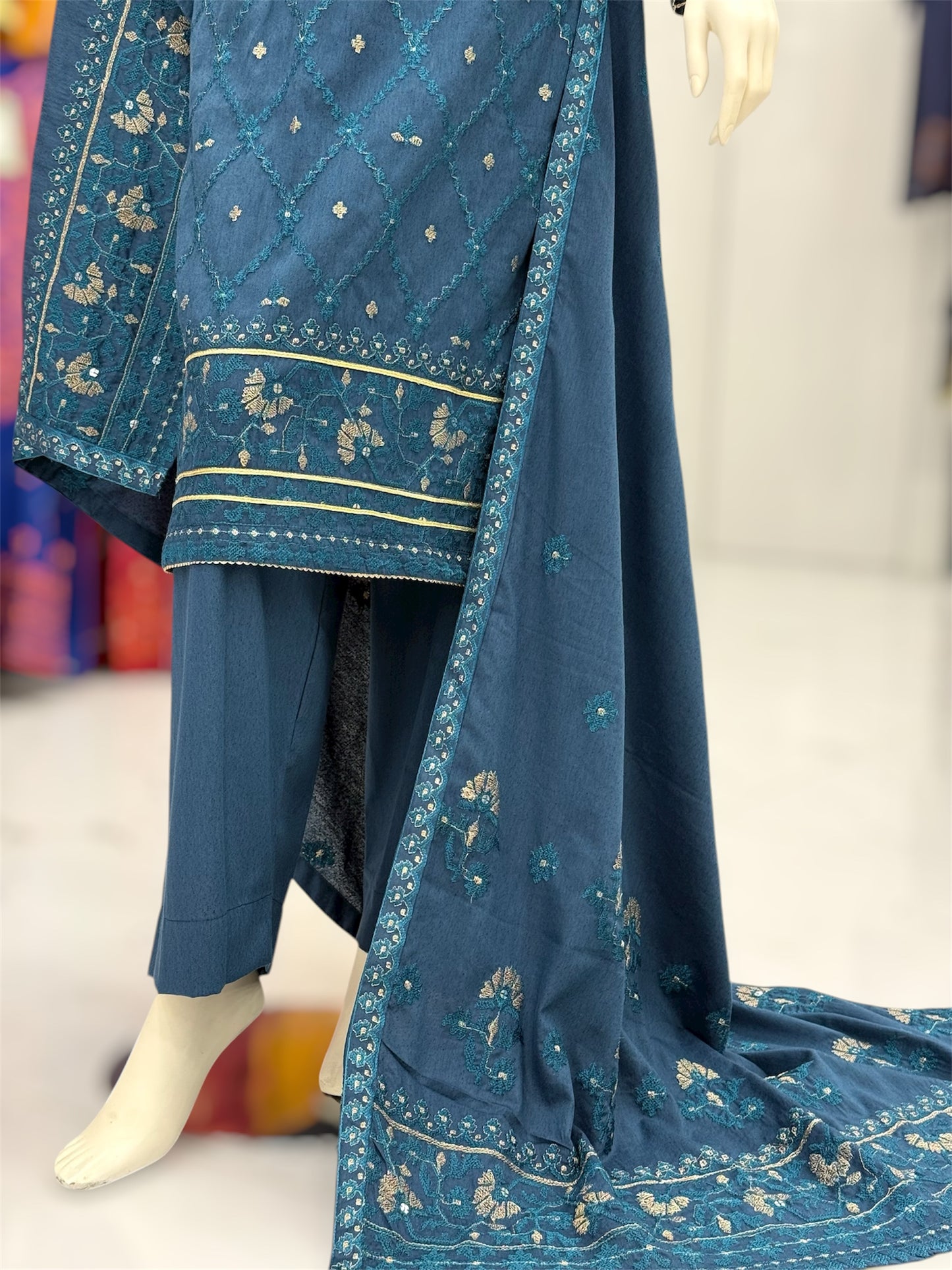 Golden Era Embroidered Zinc | GE-57A | 3 Piece | Stitched