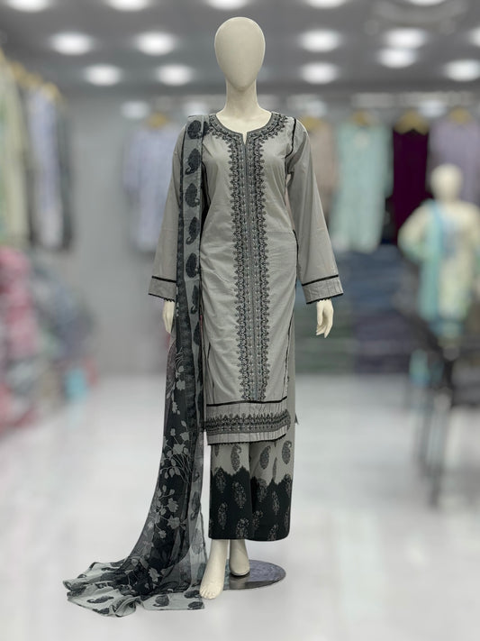Black Prints Lawn L-71-B | Stitched | 3 Piece