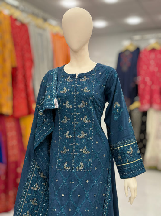 Golden Era Embroidered Zinc | GE-57A | 3 Piece | Stitched