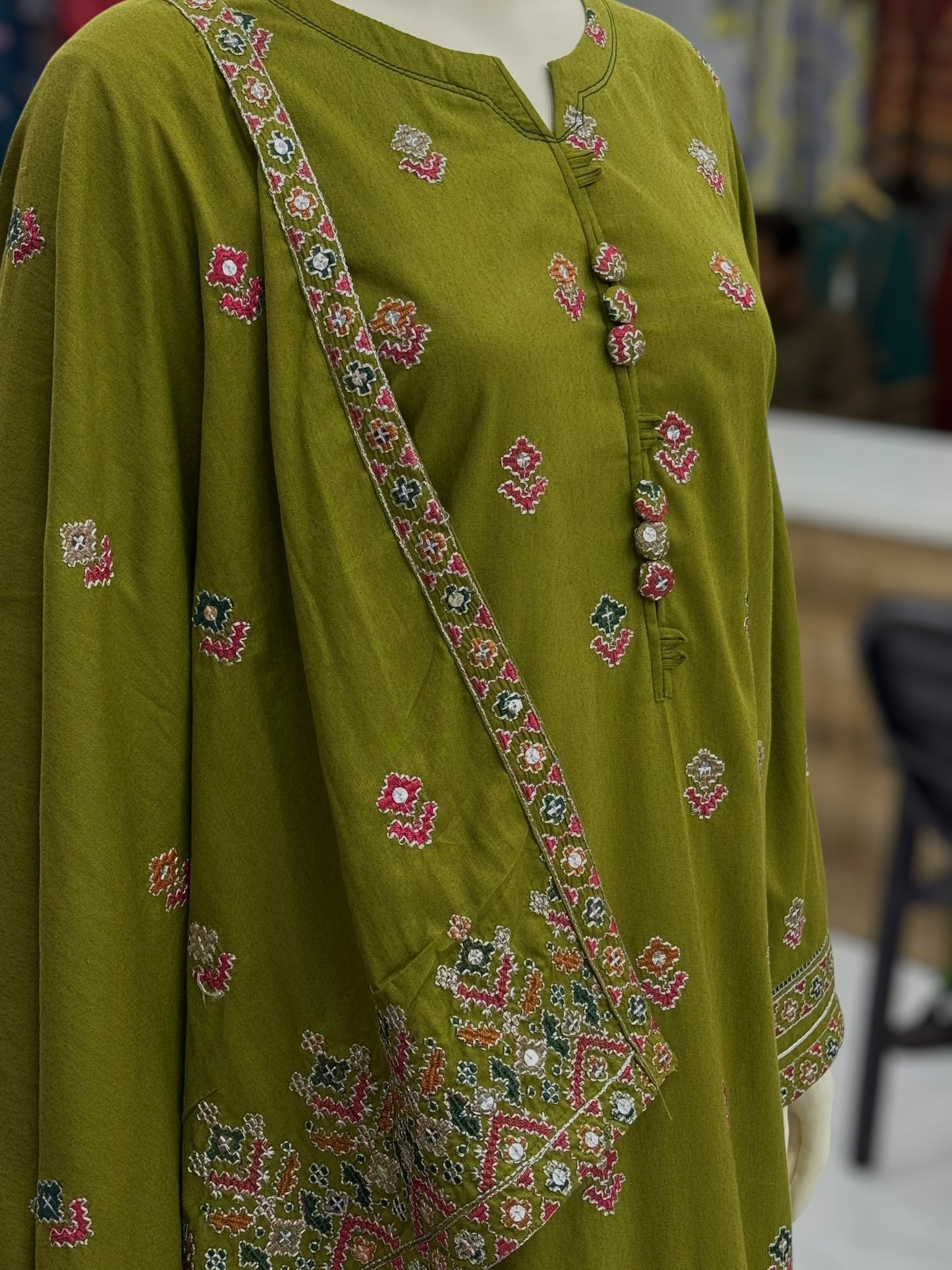 Sequence Embroidered Mehendi-115 | Stitched | 3 Piece