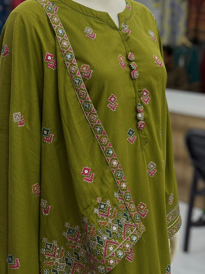 Sequence Embroidered Mehendi-115 | Stitched | 3 Piece