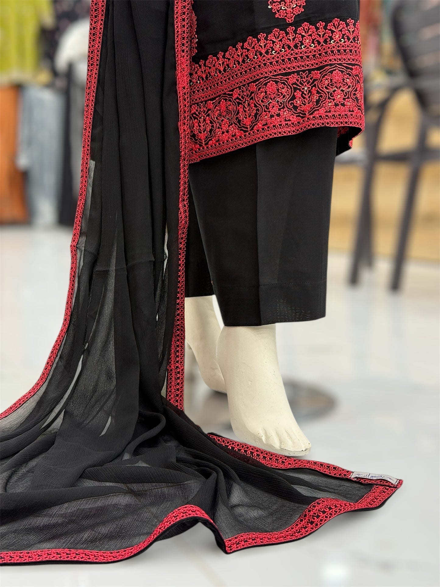 The Ethnic Black&Red Special 94-B | Khaddar | Stitched