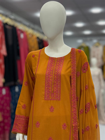 Bahar-e-subh Mustard 87-B | Stitched | 3 Piece