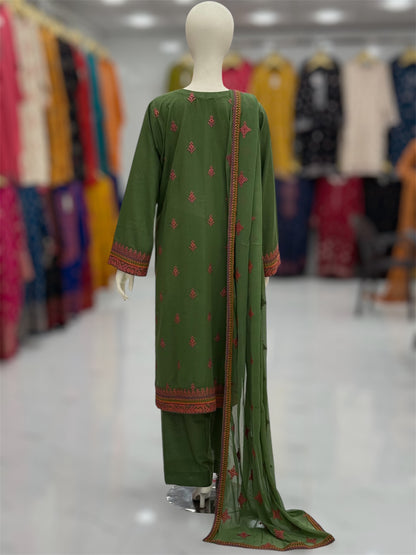 Geomatric Green 89-B | Stitched | 3 Piece