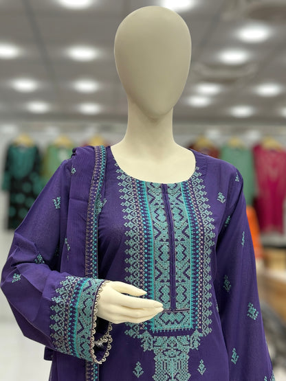 Geomatric Autumn Lawn Karandi K49-B | Stitched | 3 Piece