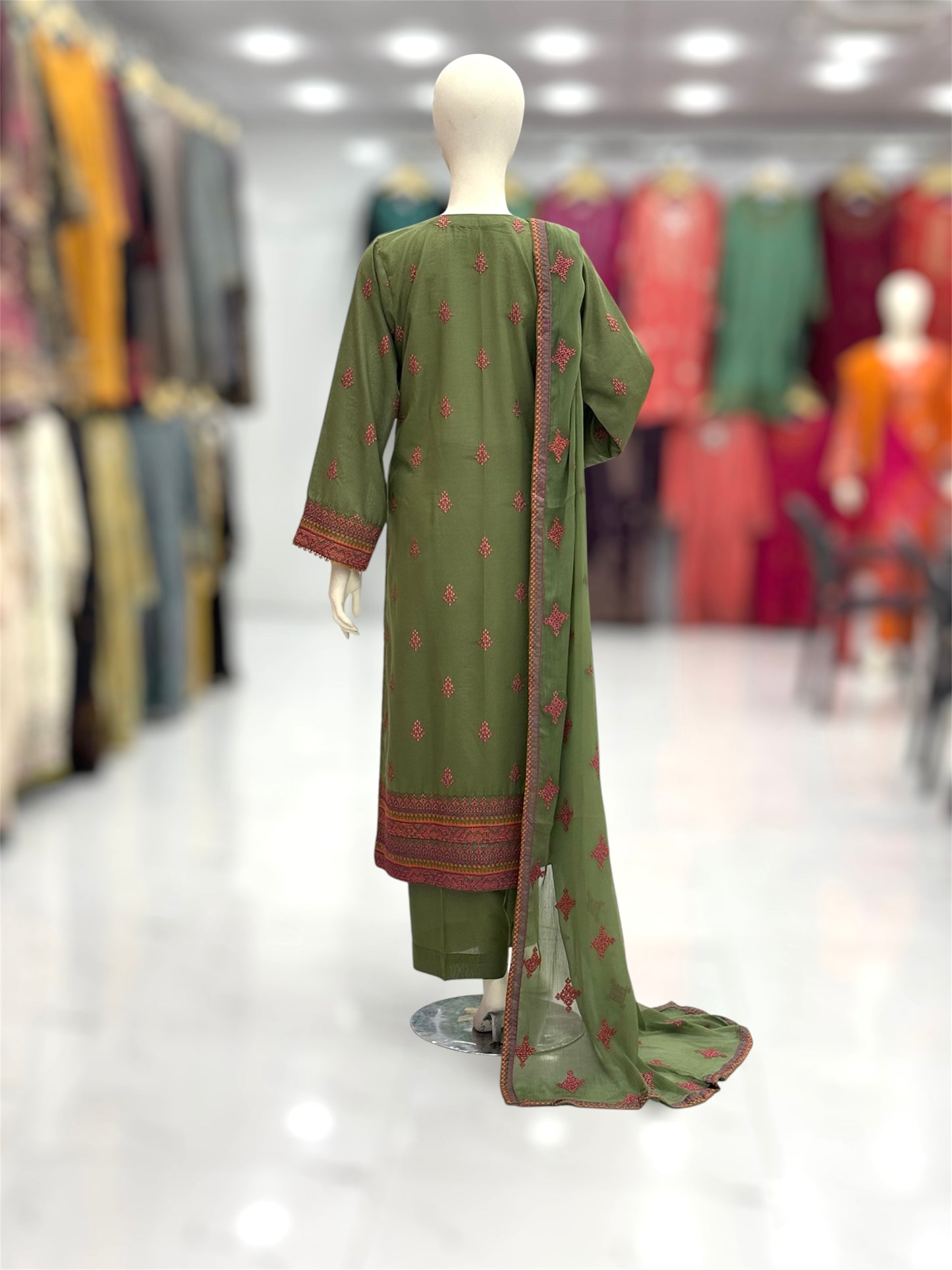 Geomatric Autumn Lawn Karandi K49-A | Stitched | 3 Piece