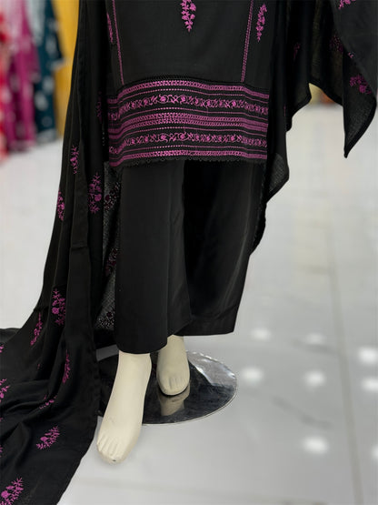 Black Rose Leather Peach 202 | Stitched | 3 Piece