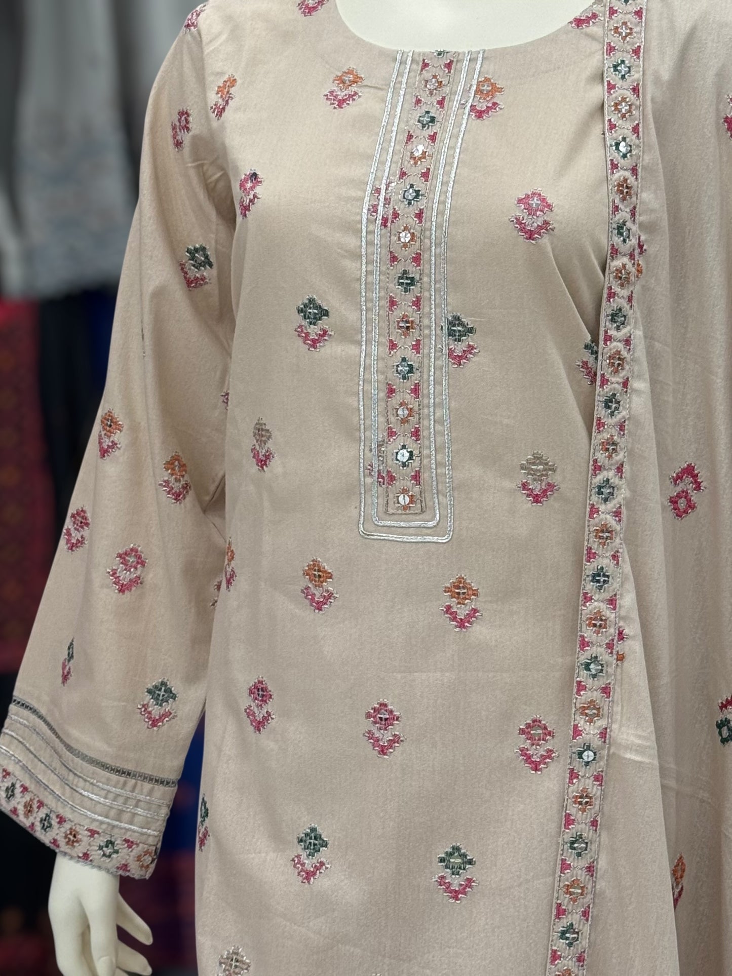 Sequence Embroidered Cream-115 | Stitched | 3 Piece