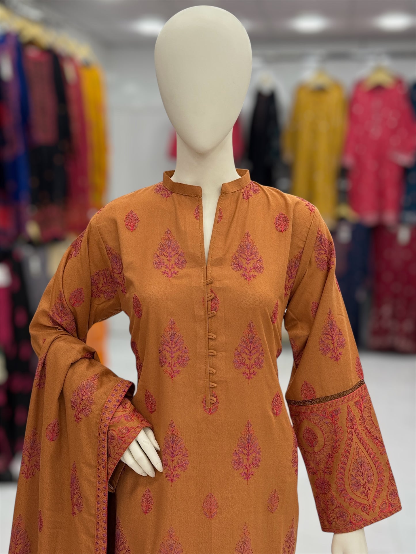 Amber Heritage Beige Embroiderd Karandi | 59-B | 3 Piece | Stitched