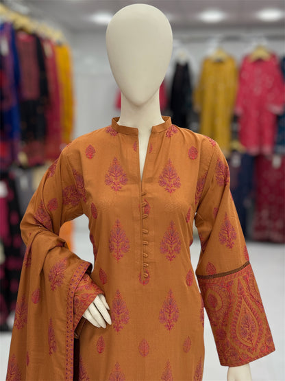 Amber Heritage Beige Embroiderd Karandi | 59-B | 3 Piece | Stitched