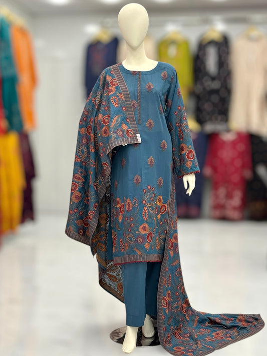 Embroidered Zinc | HE-25B | 3 Piece | Stitched