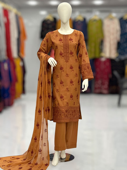 Embroidered Beige CHL-86B | 3 Piece | Stitched