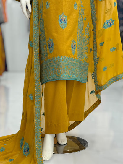 Bahar-e-subh Yellow 87-E | Stitched | 3 Piece