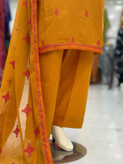 Geomatric Mustard 89-C | Stitched | 3 Piece