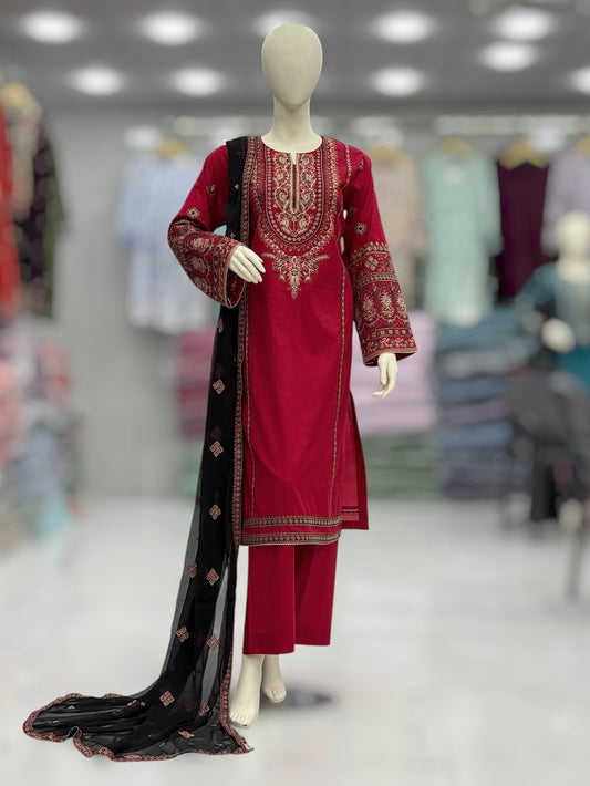 Coral Black Exclusive Lawn L74-B | Stitched | 3 Piece