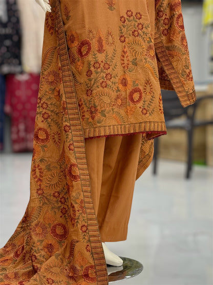 Embroidered Beige | HE-25A | 3 Piece | Stitched