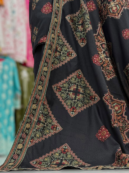 Embroidered Black RC-502-B | 3 Piece | Stitched