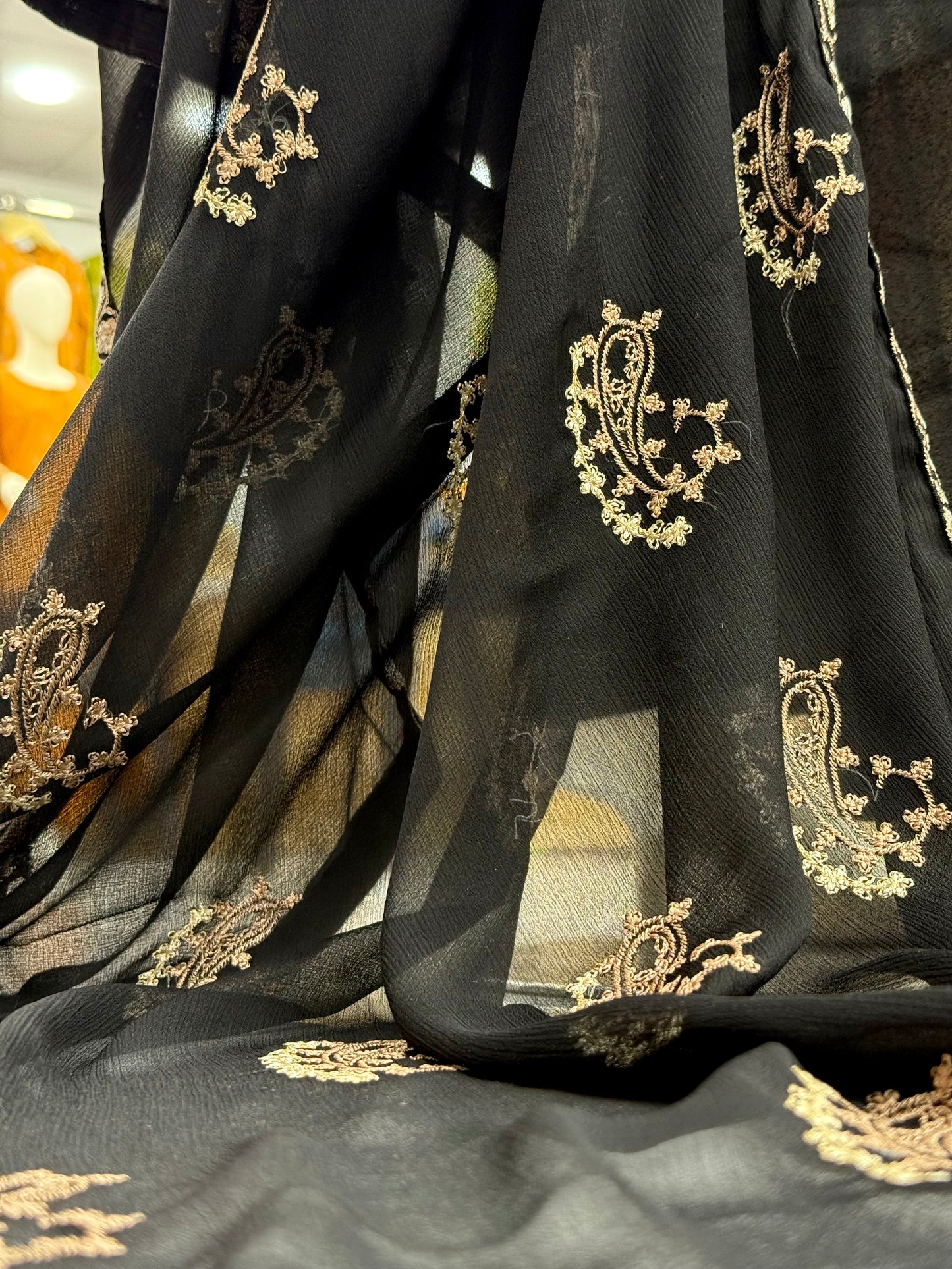 Black Embroidered Karandi M-90 | Stitched | 3 Piece