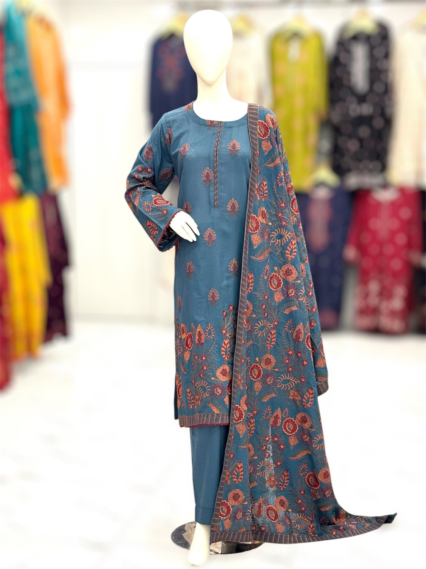 Embroidered Zinc | HE-25B | 3 Piece | Stitched