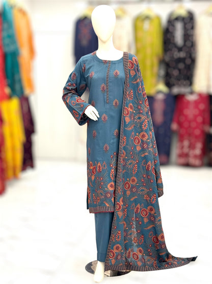 Embroidered Zinc | HE-25B | 3 Piece | Stitched