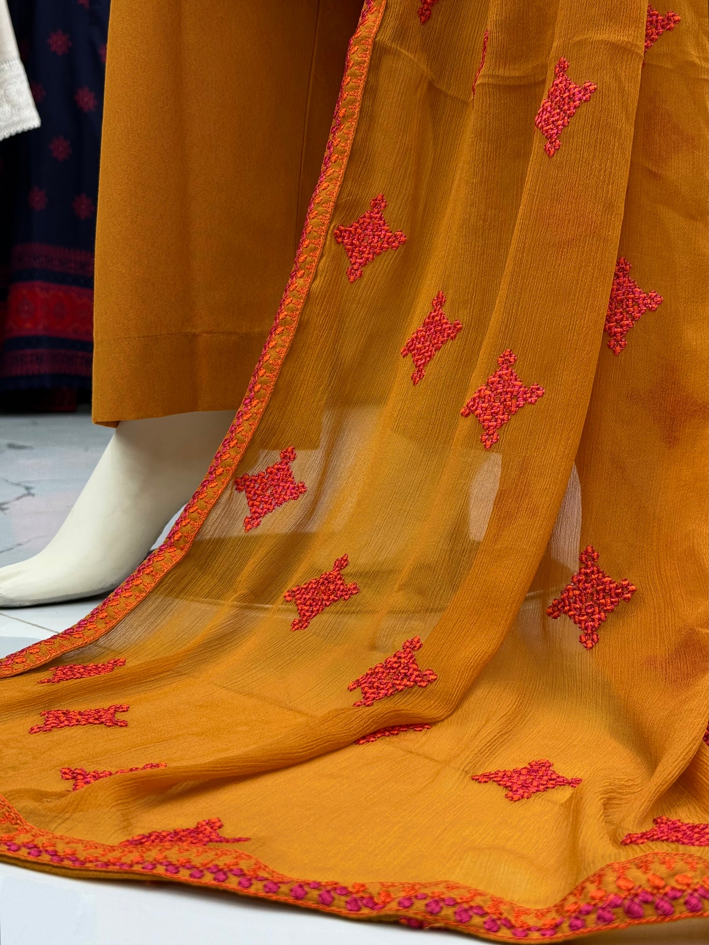 Geomatric Mustard 89-C | Stitched | 3 Piece