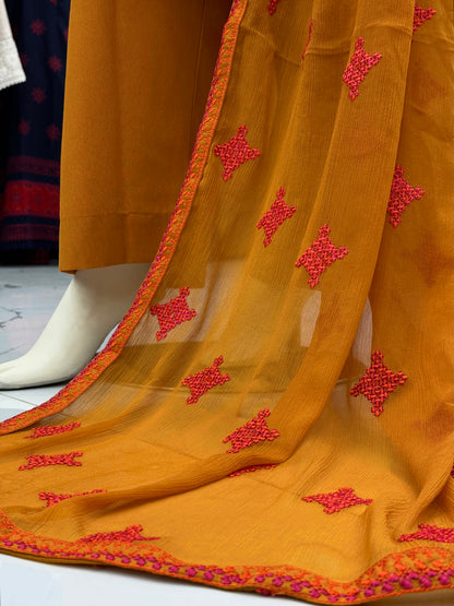 Geomatric Mustard 89-C | Stitched | 3 Piece