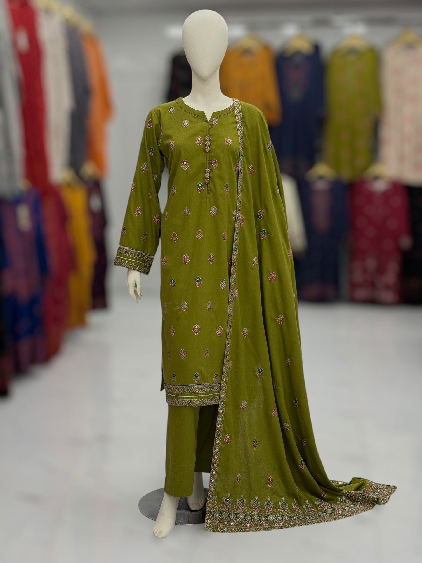 Sequence Embroidered Mehendi-115 | Stitched | 3 Piece