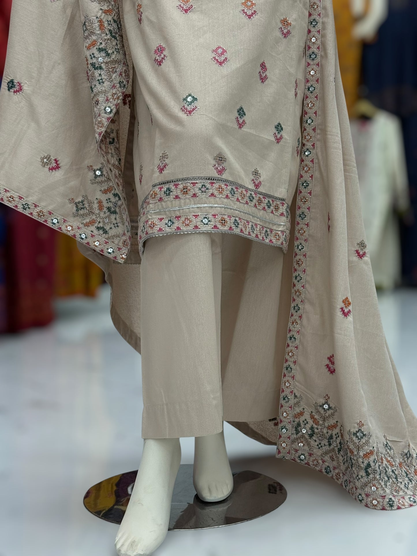Sequence Embroidered Cream-115 | Stitched | 3 Piece