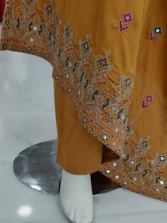 Sequence Embroidered Mustard-115 | Stitched | 3 Piece