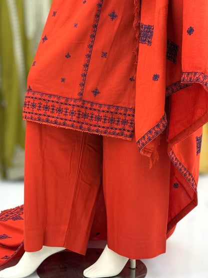 Olive Midst Leather Peach 203-B | Stitched | 3 Piece