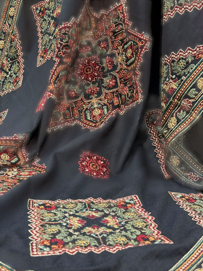 Embroidered Black RC-502-B | 3 Piece | Stitched