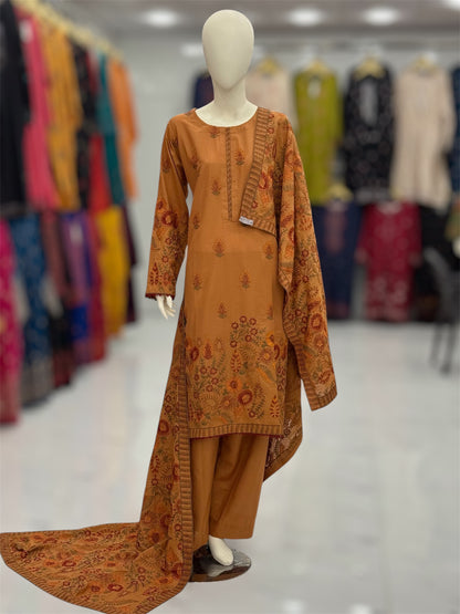 Embroidered Beige | HE-25A | 3 Piece | Stitched