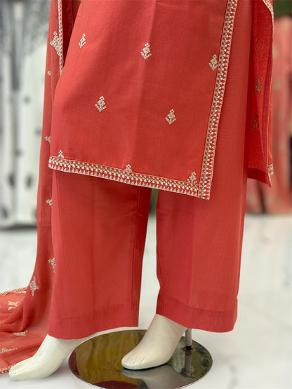 Geomatric Orange 89-A | Stitched | 3 Piece