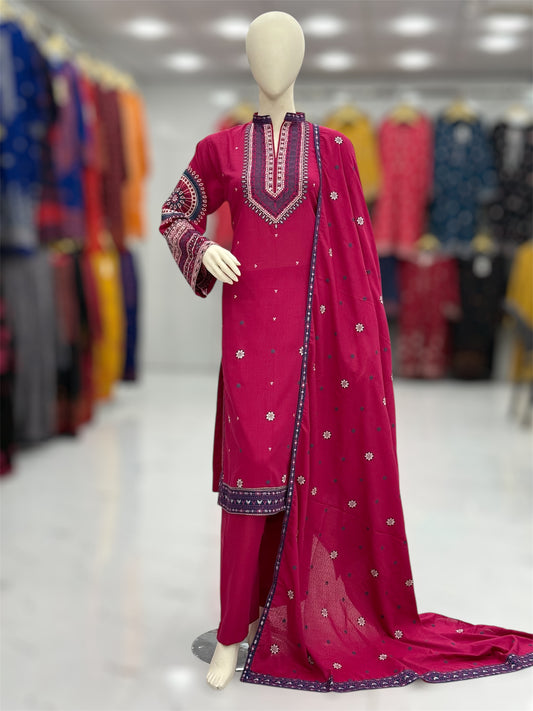 Gulnar Pink Karandi | 58-A | 3 Piece | Stitched