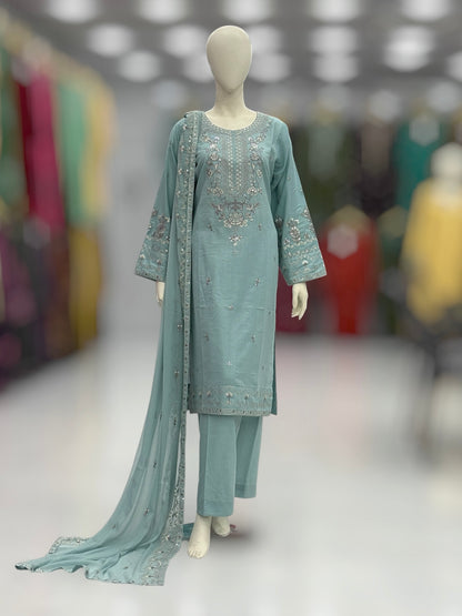 Nazneen Lawn Karandi K165-A | Stitched | 3 Piece