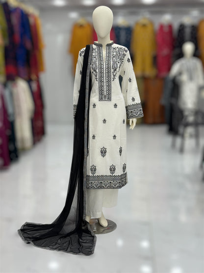 The Ethnic White&Black Special 94-A | Khaddar | Stitched